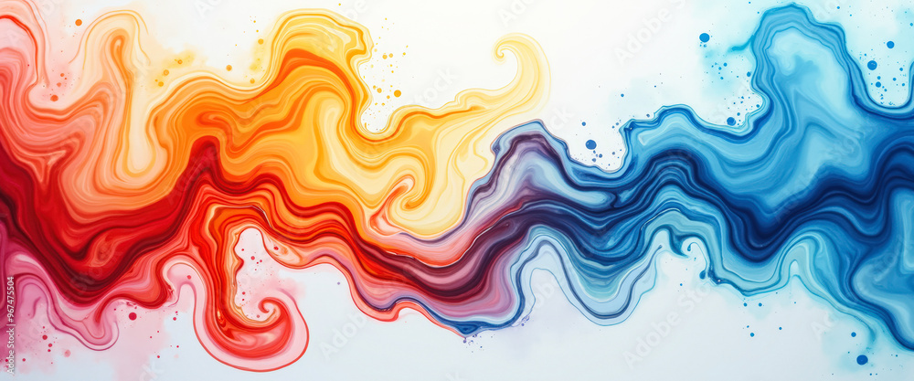 Fototapeta premium Abstract Liquid Art with Red, Orange, Blue and White Colors