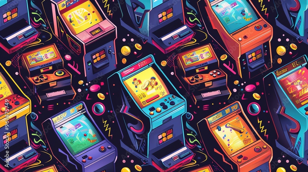 Retro arcade pattern wallpaper