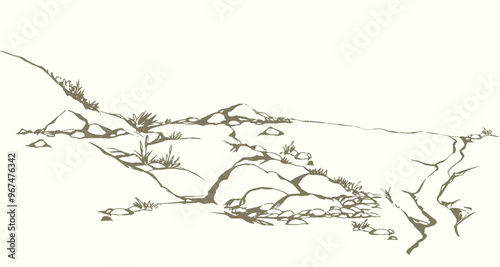 Vector drawing. Road in the mountains