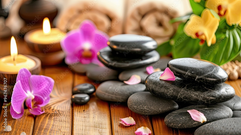 Fototapeta premium black hot stones for massage