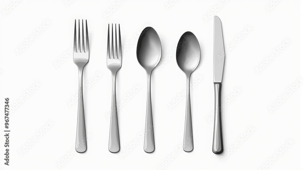 Elegant Silverware Set Illustration - Forks, Spoons, and Knife for Dining Concepts, Restaurant Menus, and Food Blogs. Elegant Silverware Set Illustration - Forks, Spoons, and Knife for Dining Concepts, Restaurant Menus, and Food Blogs.