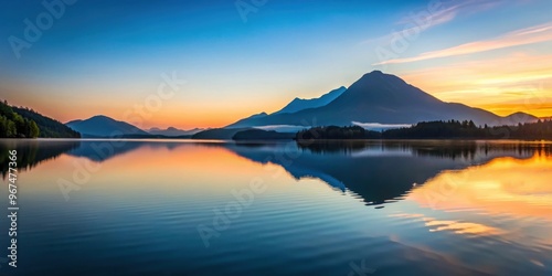 Tranquil mountain silhouette at dusk reflected on calm lake, mountain, dusk, serenity, tranquil, silhouette