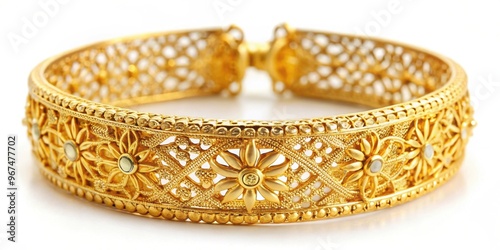 Beautiful gold bracelet with intricate design details, jewelry, bracelet, gold, elegant, luxury, fashion, accessory, ornate