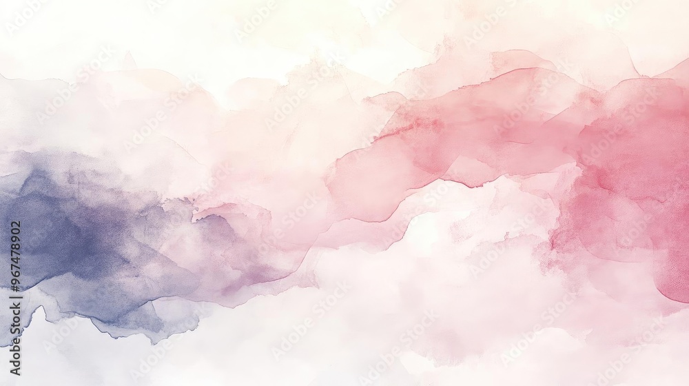Naklejka premium A soft and dreamy watercolor abstract background with gentle swirls of pink and blue hues, perfect for artistic designs.
