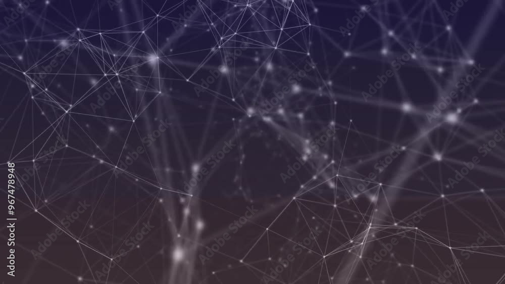 Animation of network of connections with glowing spots on dark background Animation of network of connections with glowing spots on dark background