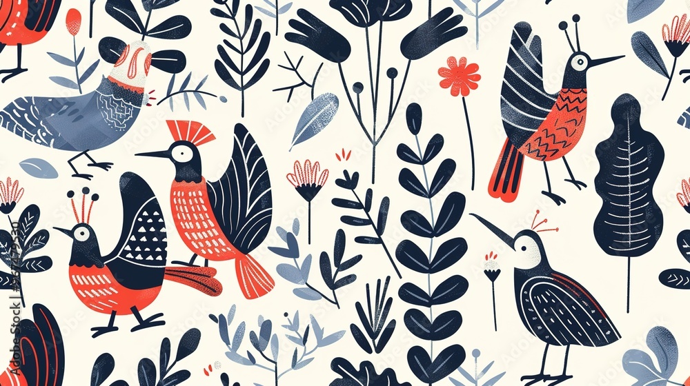 Scandinavian motifs seamless pattern wallpaper, Scandinavian motifs seamless pattern wallpaper,