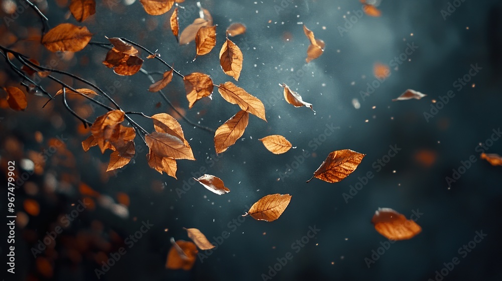 a cool breeze effect with gently swaying branches or drifting autumn leaves isolated on a dark background a cool breeze effect with gently swaying branches or drifting autumn leaves isolated on a dark background