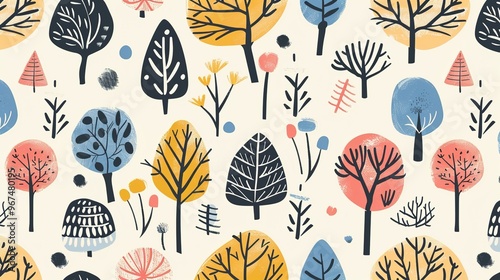 Scandinavian motifs seamless pattern wallpaper,