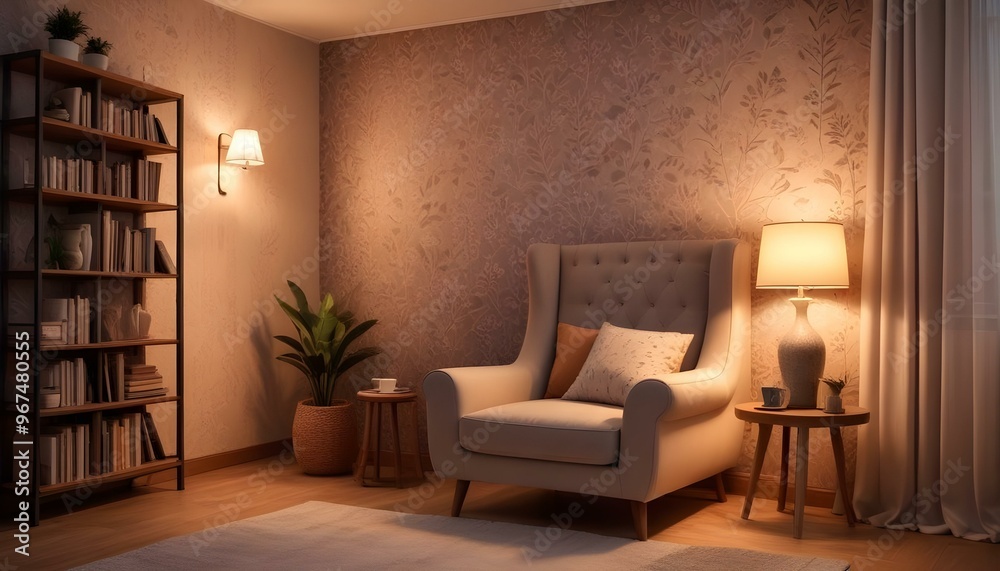 Photo interior modern design room 3d illustration; Photo interior modern design room 3d illustration;