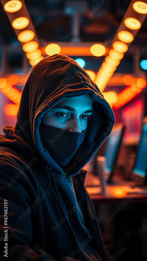 Mysterious Figure In Neon Lights Mysterious Figure In Neon Lights