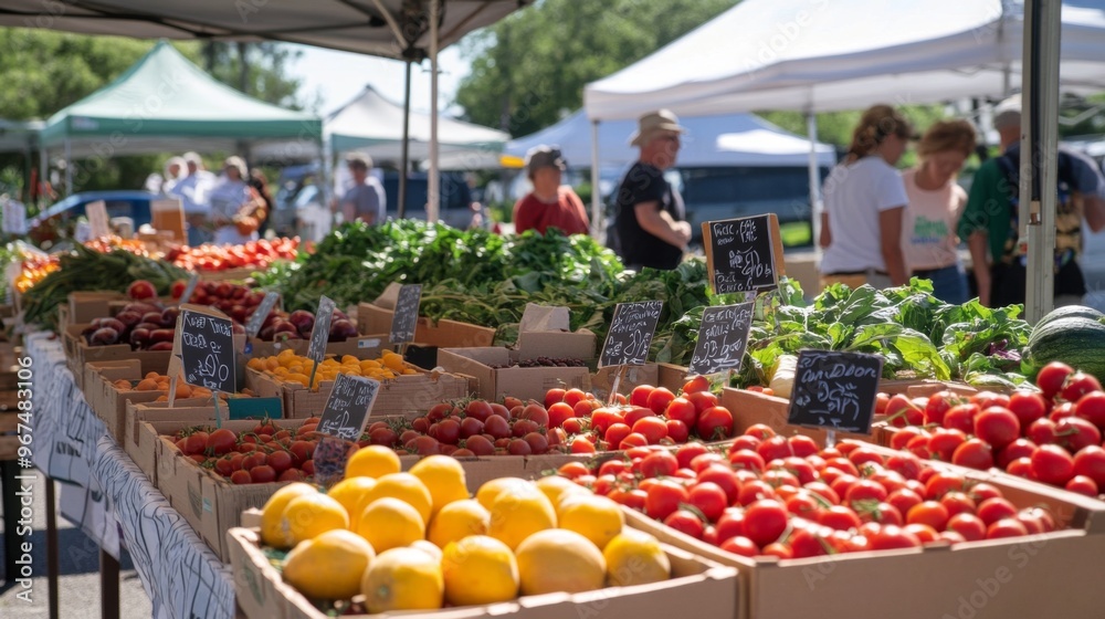Fresh Produce Displayed at a Farmer's Market Fresh Produce Displayed at a Farmer's Market