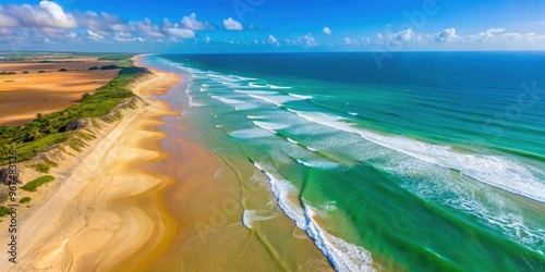 Aerial view of Fontes beach in Cear?, Brazil with golden sand and turquoise waters, Fontes beach, Cear? photo