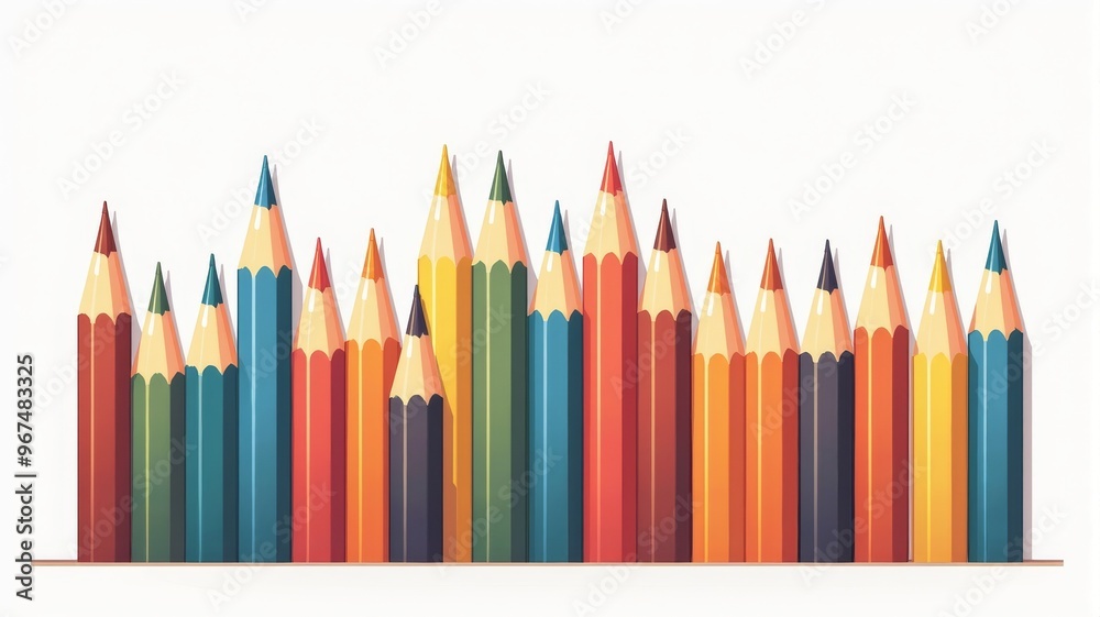 Colorful Pencils Illustration: Vibrant and Creative Art Supplies Display Colorful Pencils Illustration: Vibrant and Creative Art Supplies Display