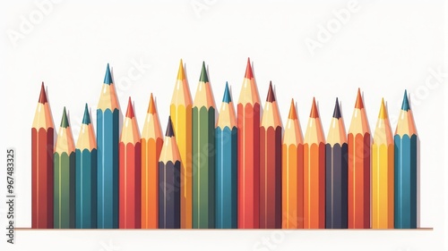 Colorful Pencils Illustration: Vibrant and Creative Art Supplies Display