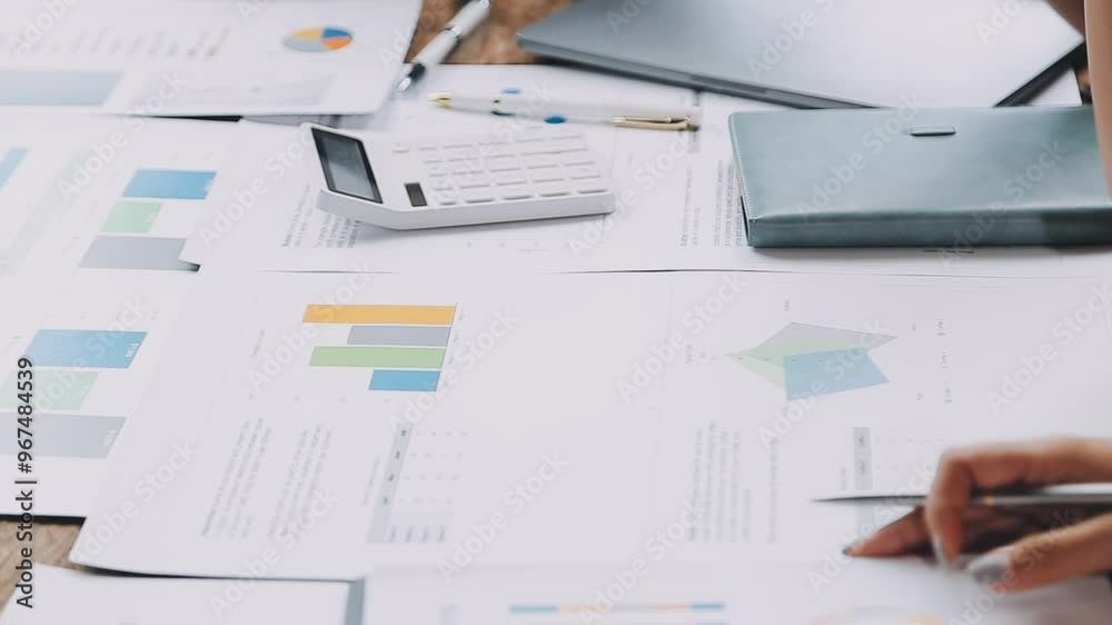 Business team collaboration discussing working analyzing with financial data and marketing growth report graph in team, presentation and brainstorming to strategy planning making profit of company. Business team collaboration discussing working analyzing with financial data and marketing growth report graph in team, presentation and brainstorming to strategy planning making profit of company.