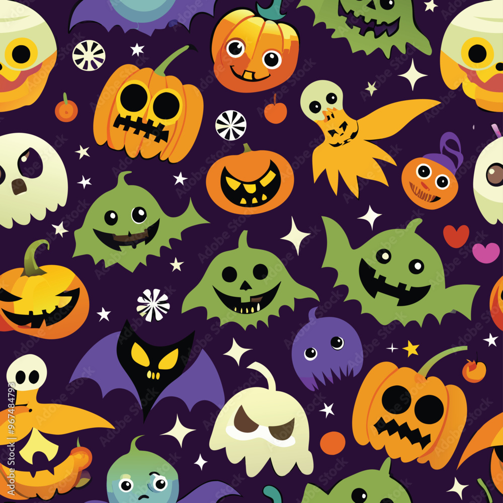 Halloween Seamless Pattern Vector Design Halloween Seamless Pattern Vector Design