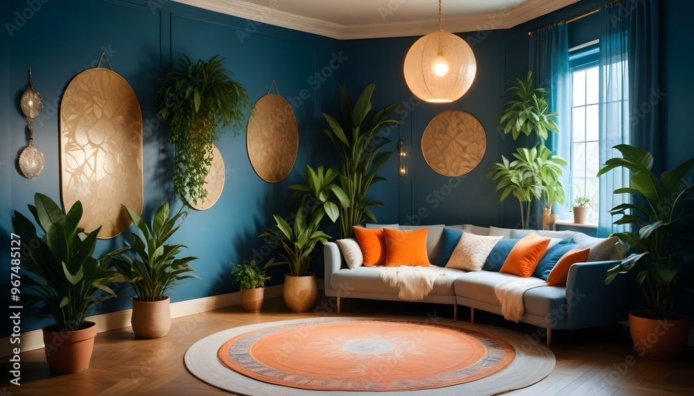 Photo interior modern design room 3d illustration;