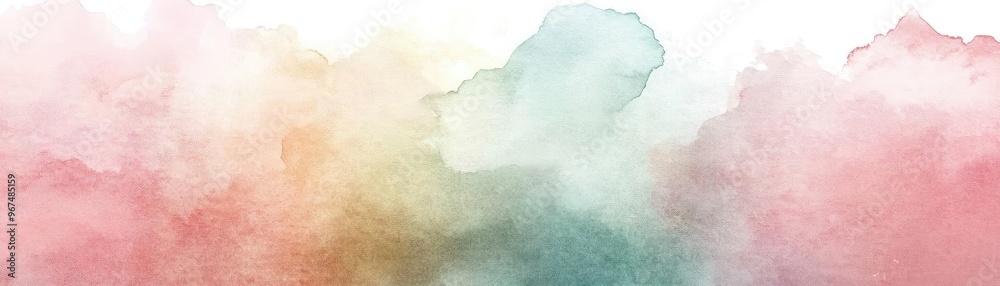 Fototapeta premium A soft watercolor background blending pink, green, and yellow hues, perfect for elegant designs and creative projects.