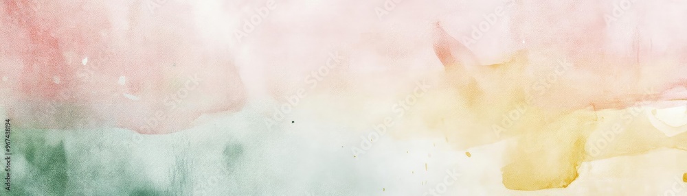 Fototapeta premium A soft watercolor texture showcasing gentle hues of pink, yellow, and green, perfect for backgrounds and design projects.