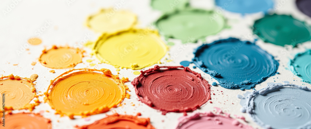 Colorful Swirls of Paint on White Canvas Colorful Swirls of Paint on White Canvas