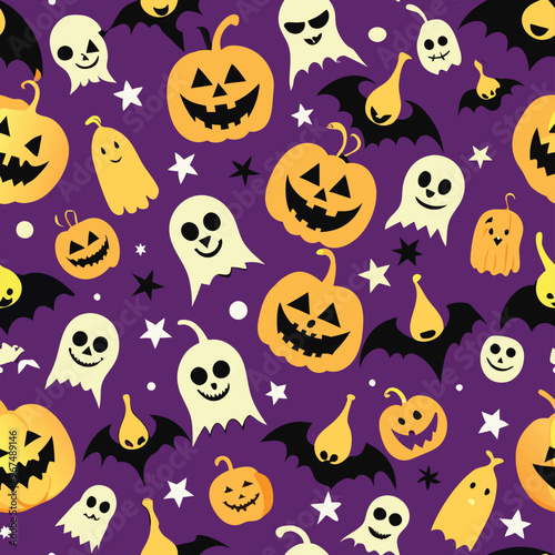 Halloween Seamless Pattern Vector Design
