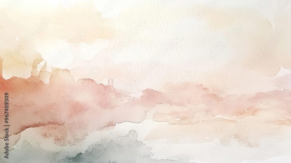 Fototapeta premium A soothing watercolor landscape featuring soft hues and gentle brush strokes, ideal for backgrounds and artistic projects.
