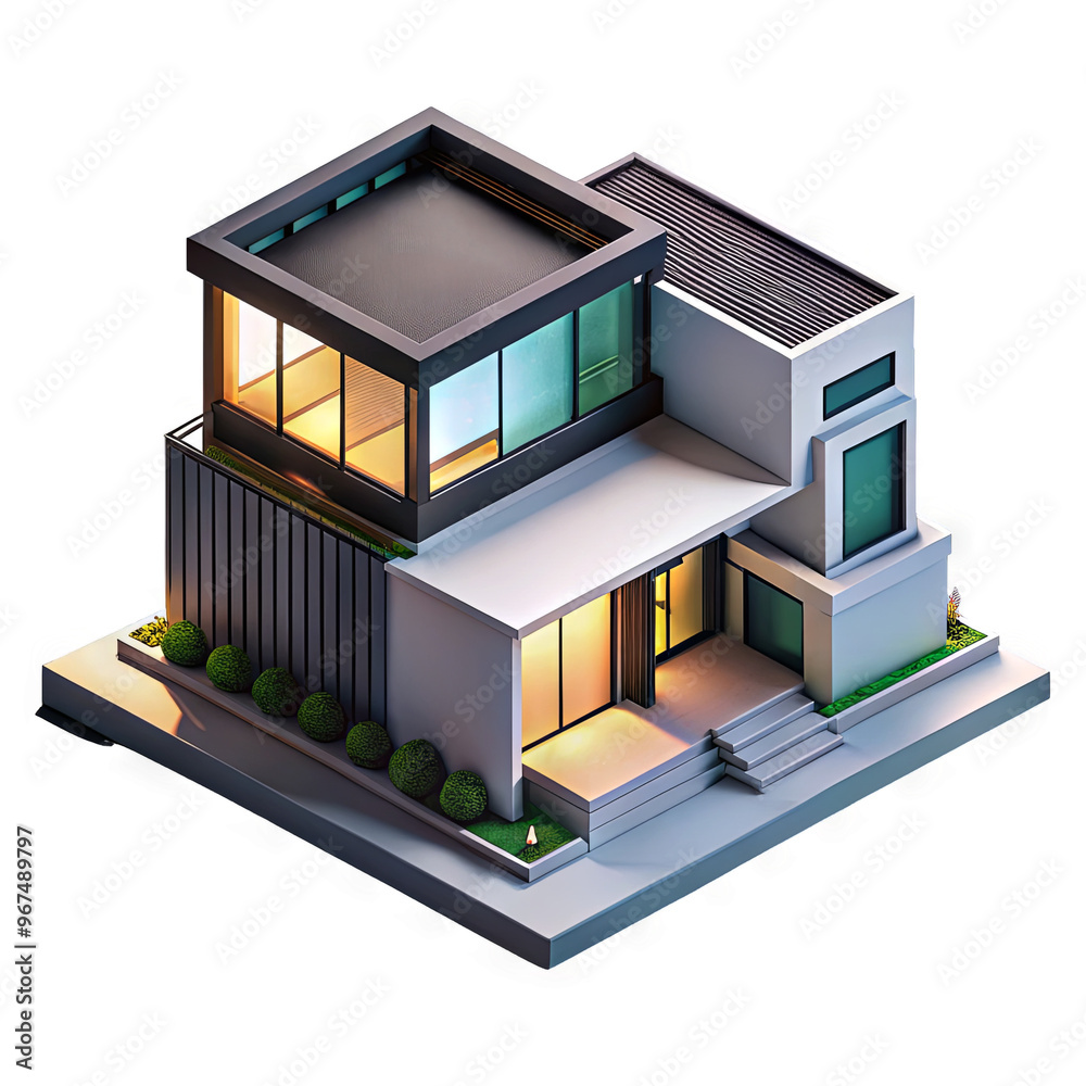 Isometric Modern House Building Elevations Isometric Modern House Building Elevations