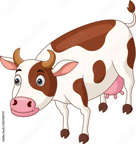 Cartoon cute cow on white background