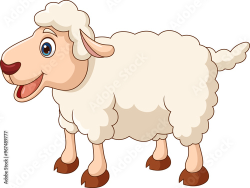 Cartoon cute sheep on white background