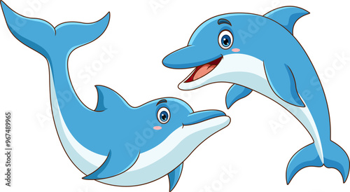 Cartoon dolphin cute  happy on white background