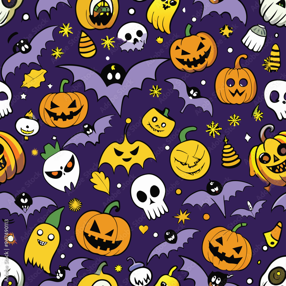 Halloween Seamless Pattern Vector Design Halloween Seamless Pattern Vector Design