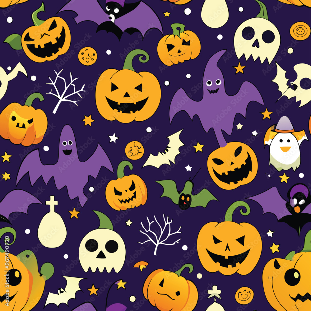 Halloween Seamless Pattern Vector Design Halloween Seamless Pattern Vector Design