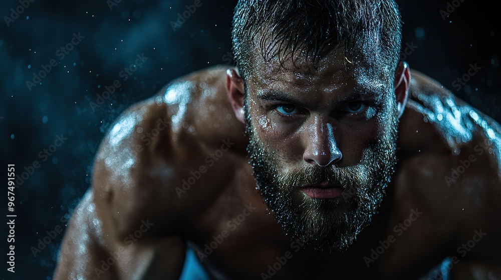 an athlete performing a specific action or pose with clear visibility of their muscles and equipment isolated on a dark background an athlete performing a specific action or pose with clear visibility of their muscles and equipment isolated on a dark background