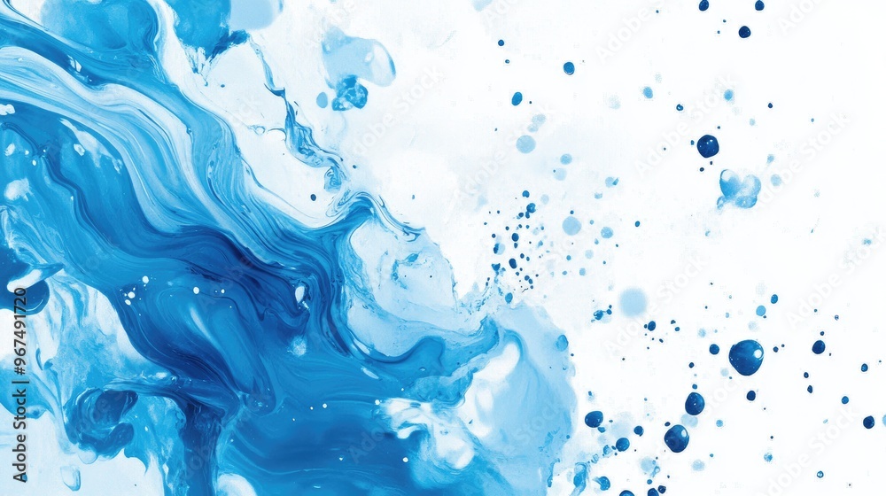 White background with abstract blue splashes swirl