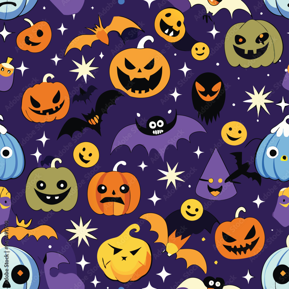 Halloween Seamless Pattern Vector Design Halloween Seamless Pattern Vector Design