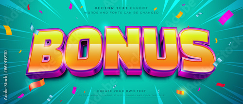 Big bonus text effect on abstract background, Discount promotion jackpot vector graphic style