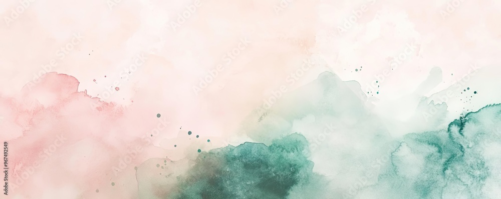 Obraz premium A beautiful abstract watercolor background with soft pink and green hues blending seamlessly for creative projects.