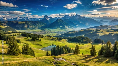 Stoos moorland plateau with stunning Swiss Alps view from Klingenstock, Switzerland, Stoos, moorland, plateau, Klingenstock photo