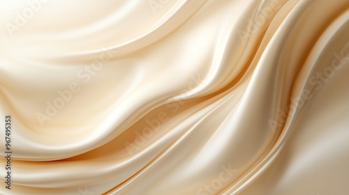 Elegant Abstract Art of Cream Waves on Soft Beige Background, Exuding Serenity and Minimalism in Modern Aesthetics