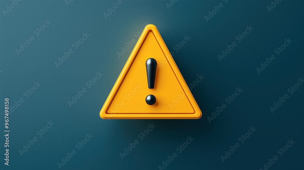 A yellow triangular warning sign with an exclamation mark in the center. The sign is set against a blue background, indicating caution or alertness. A yellow triangular warning sign with an exclamation mark in the center. The sign is set against a blue background, indicating caution or alertness.