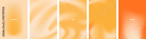 Set of Fall Season Abstract Gradient Poster templates. Orange and cream Autumn colors theme. For backgrounds, designs, poster, templates, presentations. Vector Illustration. 
