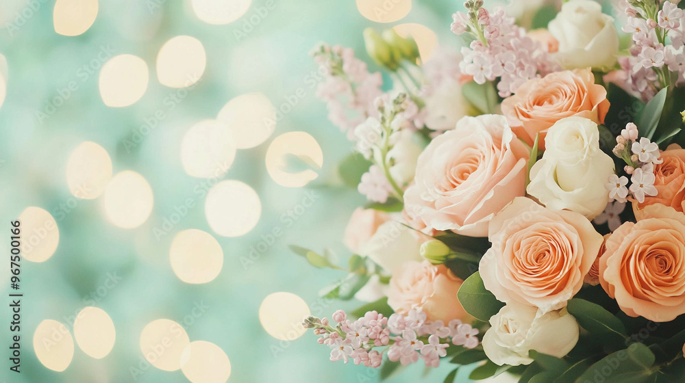 A colorful bouquet of fresh flowers in a florist shop with a blurred background. A colorful bouquet of fresh flowers in a florist shop with a blurred background.