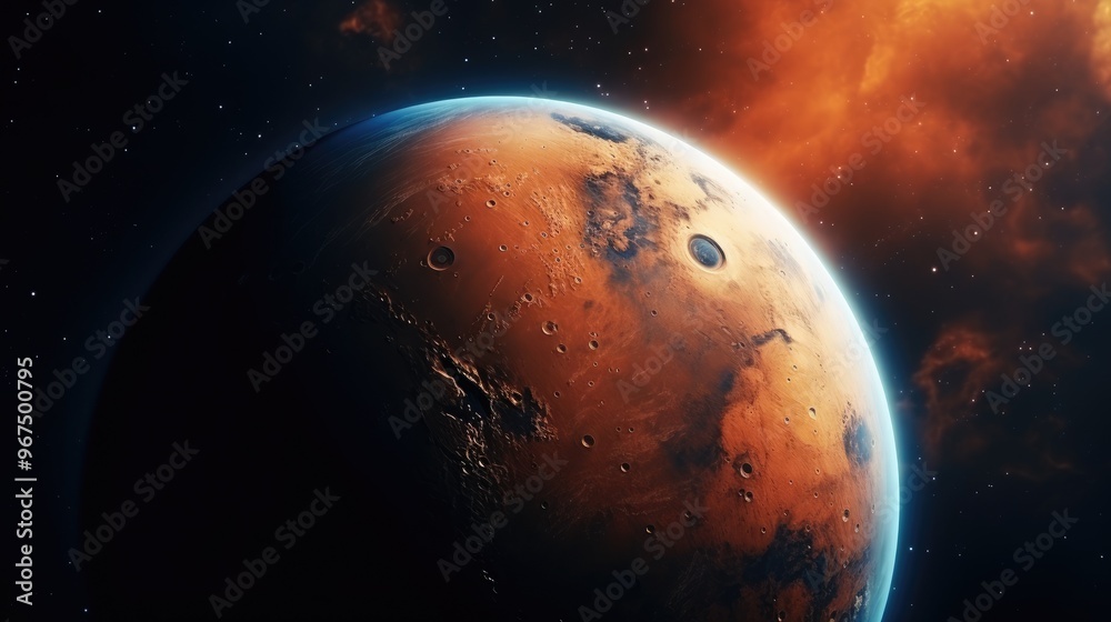Naklejka premium fictional planet mars in outer space