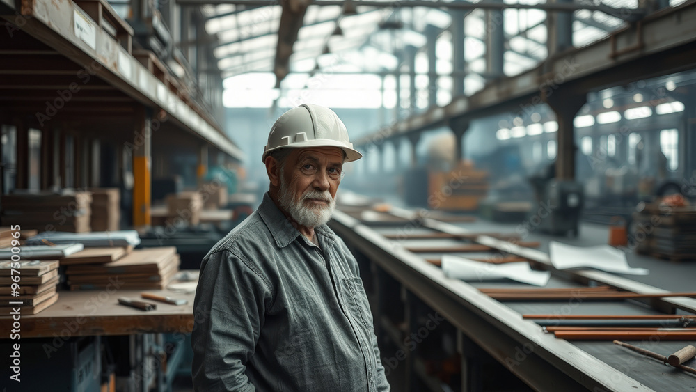 Confident Senior Worker in Factory Confident Senior Worker in Factory