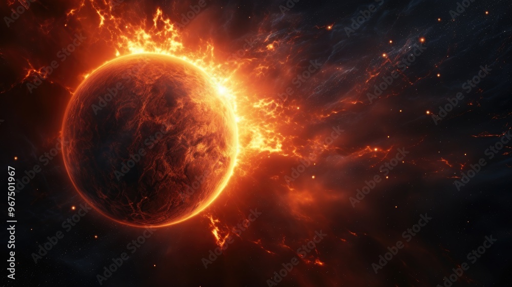 fictional burning sun in outer space fictional burning sun in outer space