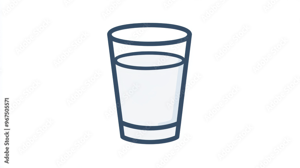 A simple icon of a glass filled with water, designed with a white outline against a white background. A simple icon of a glass filled with water, designed with a white outline against a white background.