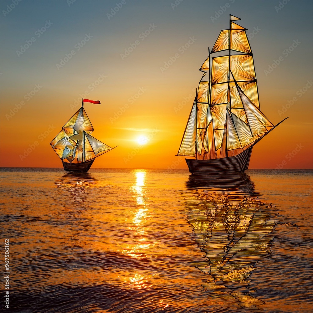 Fototapeta premium sailboat at sunset