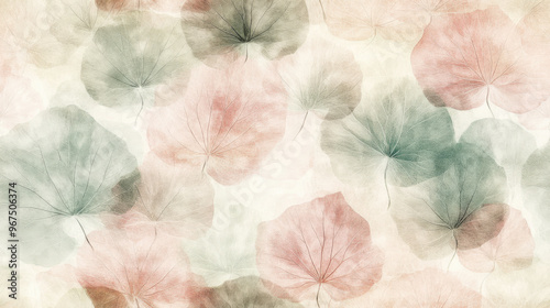 Fototapeta Naklejka Na Ścianę i Meble -  watercolor lotus flower background texture pattern pastel colors leaves