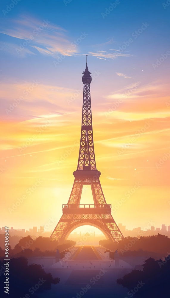 Naklejka premium Landmarks illustration background Impressionism