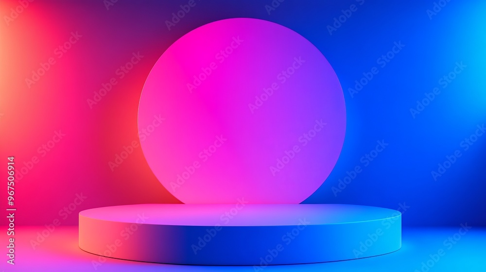 Display your products with style using this modern, abstract background. The vibrant blue and pink gradient podium creates a captivating visual effect, making your products stand out. Display your products with style using this modern, abstract background. The vibrant blue and pink gradient podium creates a captivating visual effect, making your products stand out.